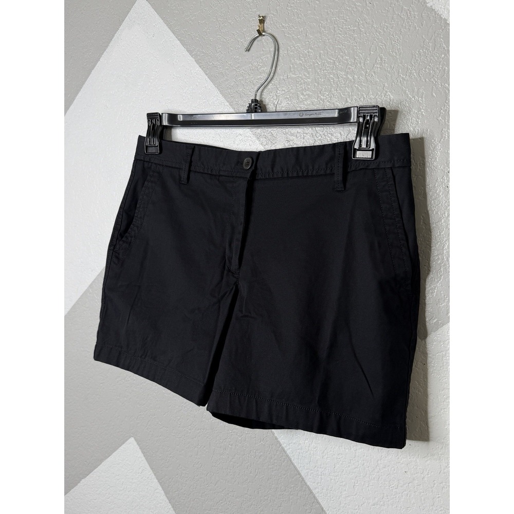 Talbots Womens Black Chino Shorts Girlfriend Fit Mid Rise Size 6 - 4.5" Inseam